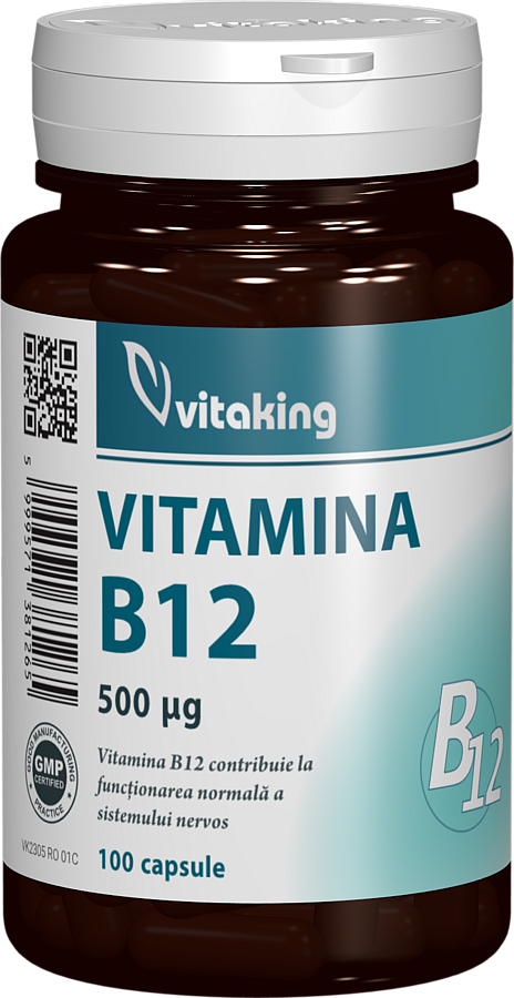 Vitamina B12 Cianocobalamina 500mcg, 100 capsule, Vitaking