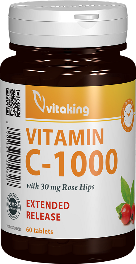 Vitamina C 1000mg cu absorbtie lenta, 60 comprimate, Vitaking