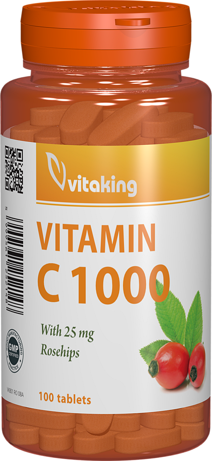 Vitamina C 1000mg cu macese, 100 comprimate, Vitaking