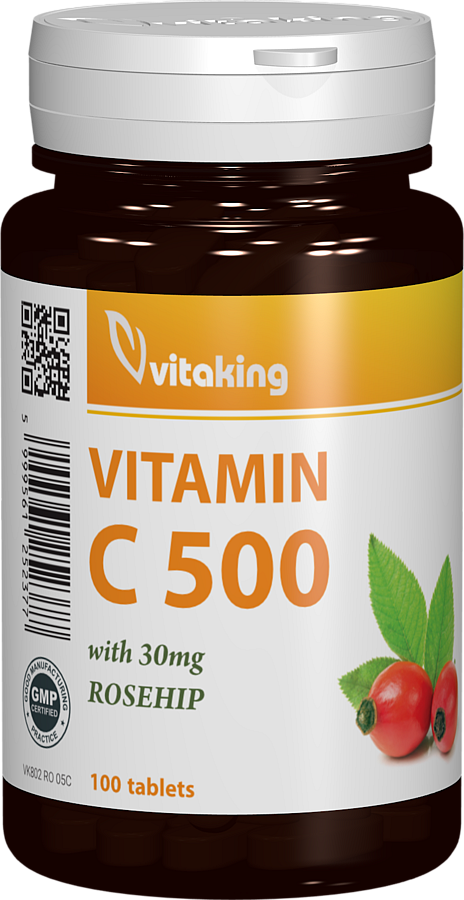 Vitamina C 500mg cu macese, 100 comprimate, Vitaking