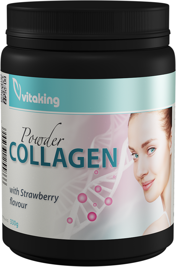 Colagen cu vitamina C cu gust de capsuni, 330g, Vitaking