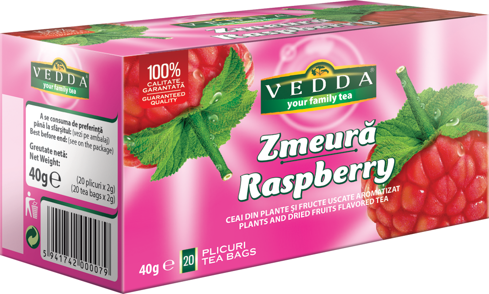 Ceai de zmeura, 20 plicuri, Vedda