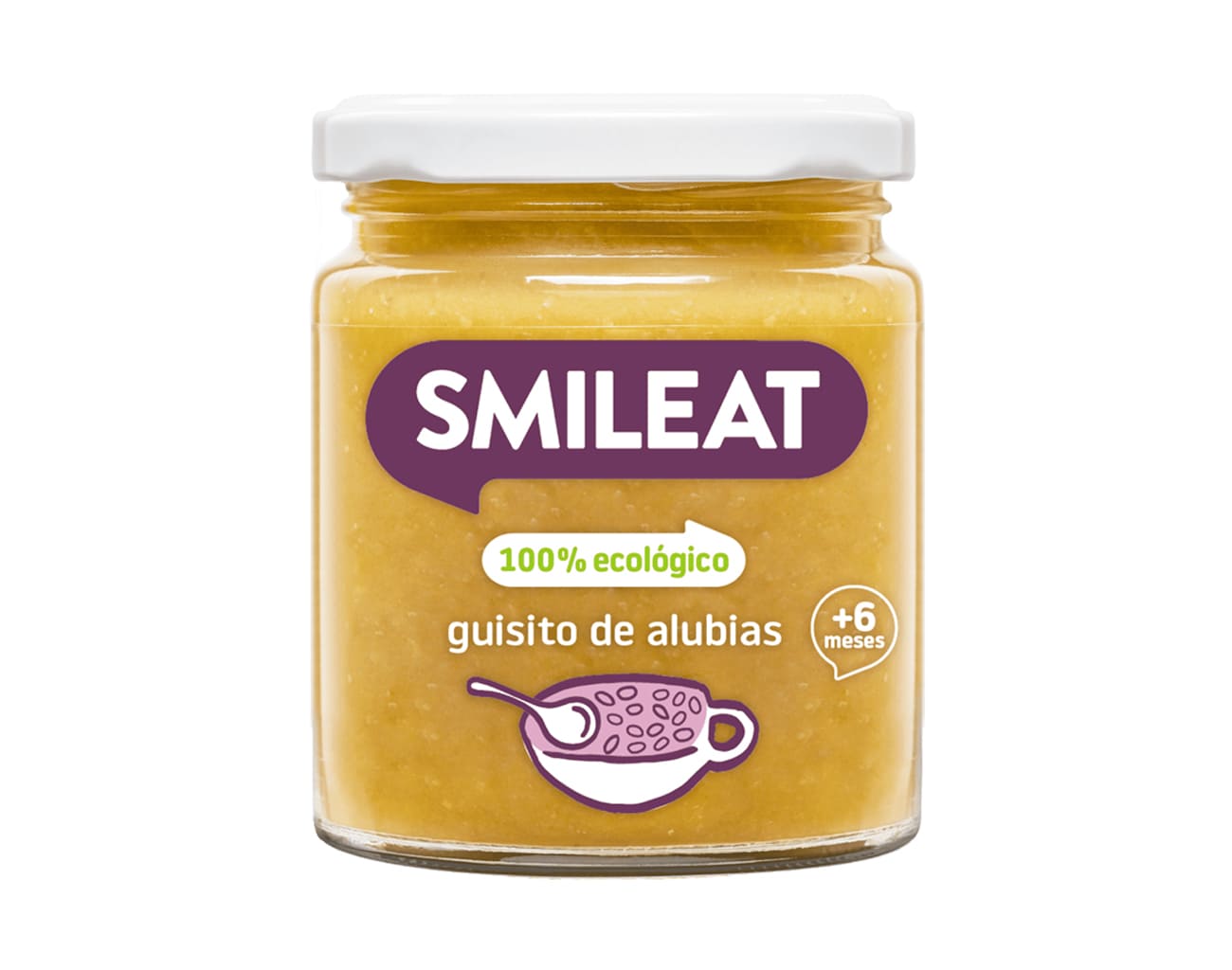 Piure de legume cu fasole alba, vitel si ulei de masline Bio +6 luni, 230g, Smileat