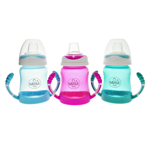 Cana anticurgere cu manere si cioc silicon 6+, 210ml, Minut