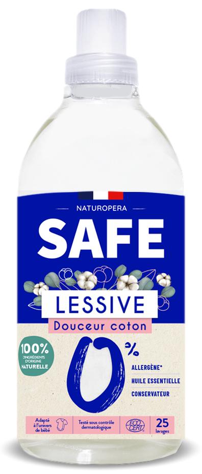 Detergent bio pentru rufe cu parfum de bumbac fara alergeni, 1000ml, Safe