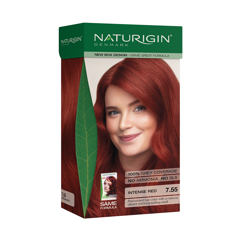 Vopsea de par Medium Intense Red 7.55, 115ml, Naturigin