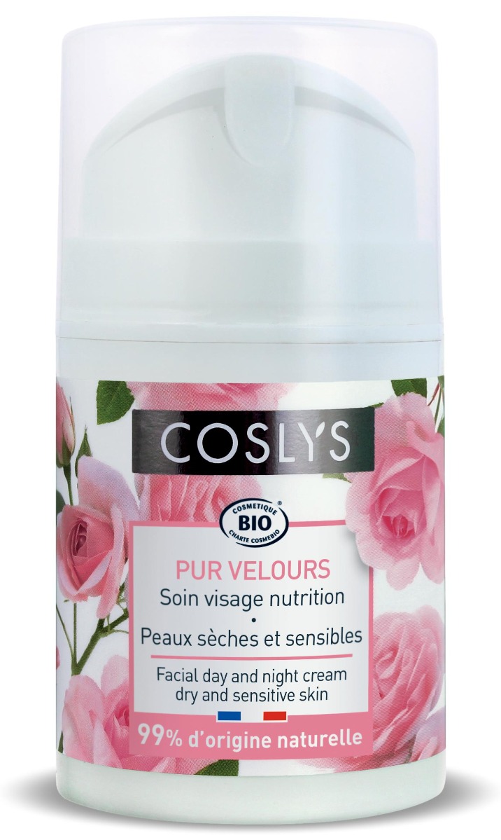 Crema hidratanta bio de zi si noapte pentru ten uscat si sensibil cu trandafiri, 50ml, Coslys