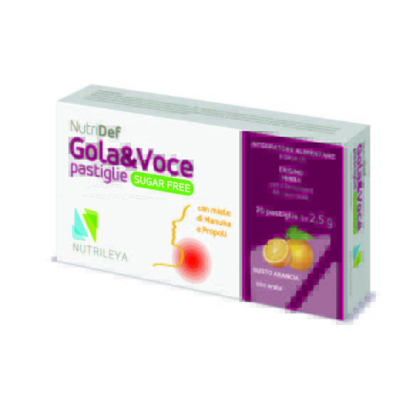Gola&Voce portocala si miere de manuka fara zahar NutriDef, 20 dropsuri, Nutrileya