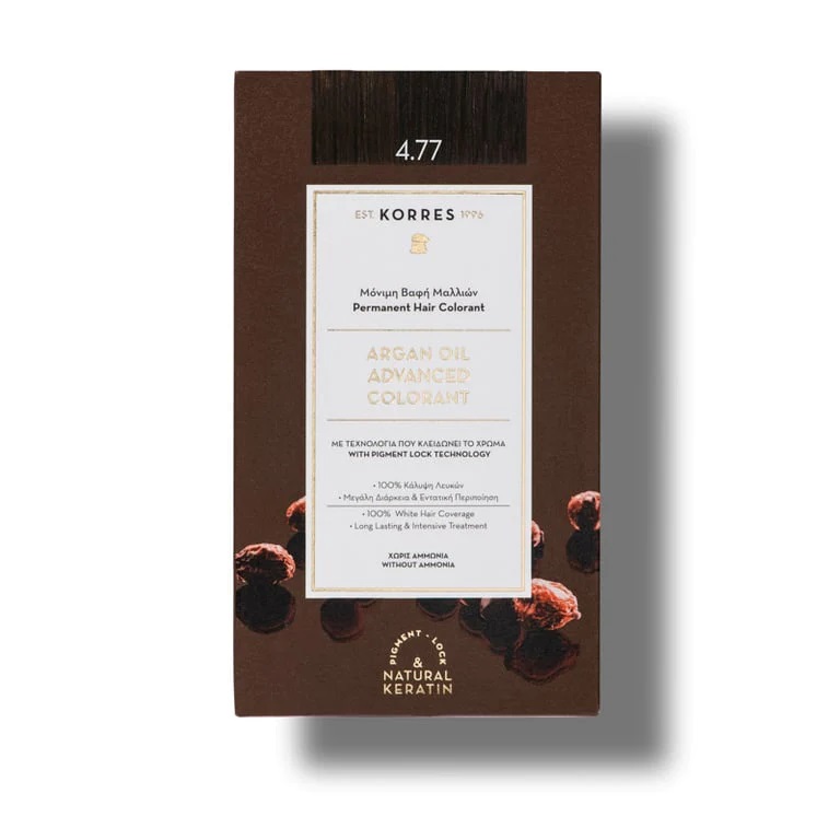 Vopsea de par Argan Oil 4.77 Dark Chocolate, 50ml, Korres