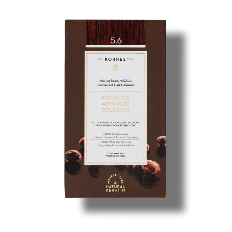 Vopsea de par Argan Oil 5.6 Red Light Brown, 50ml, Korres