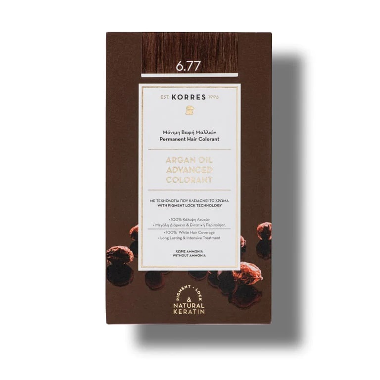 Vopsea de par Argan Oil 6.77 Gianduja, 50ml, Korres
