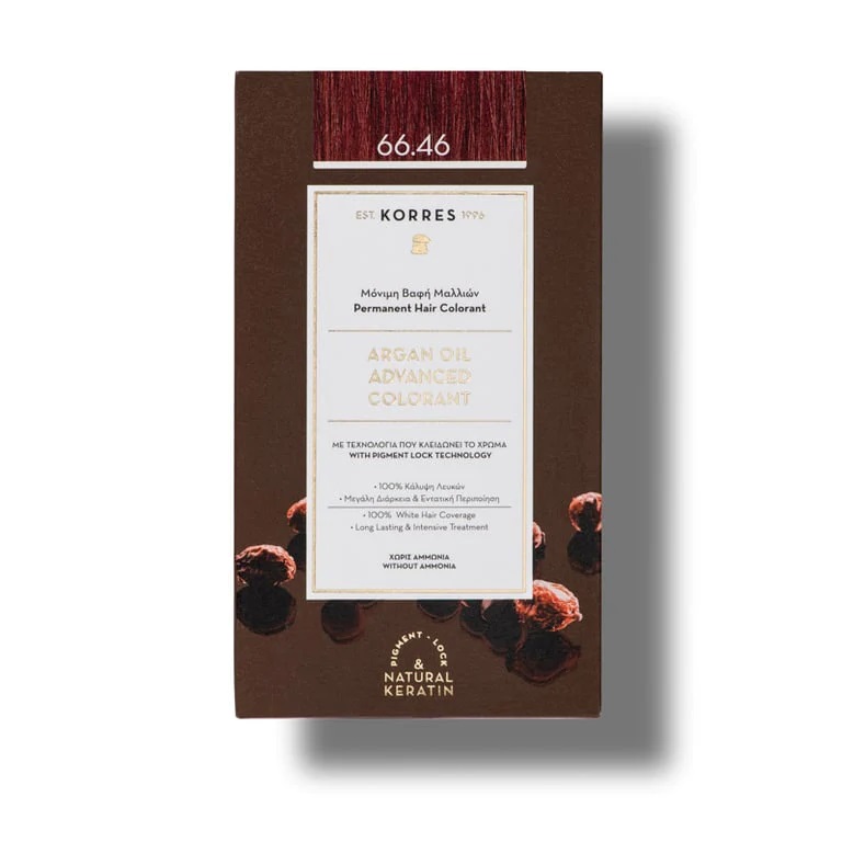 Vopsea de par Argan Oil 66.46 Intense Burgundy Red, 50ml, Korres