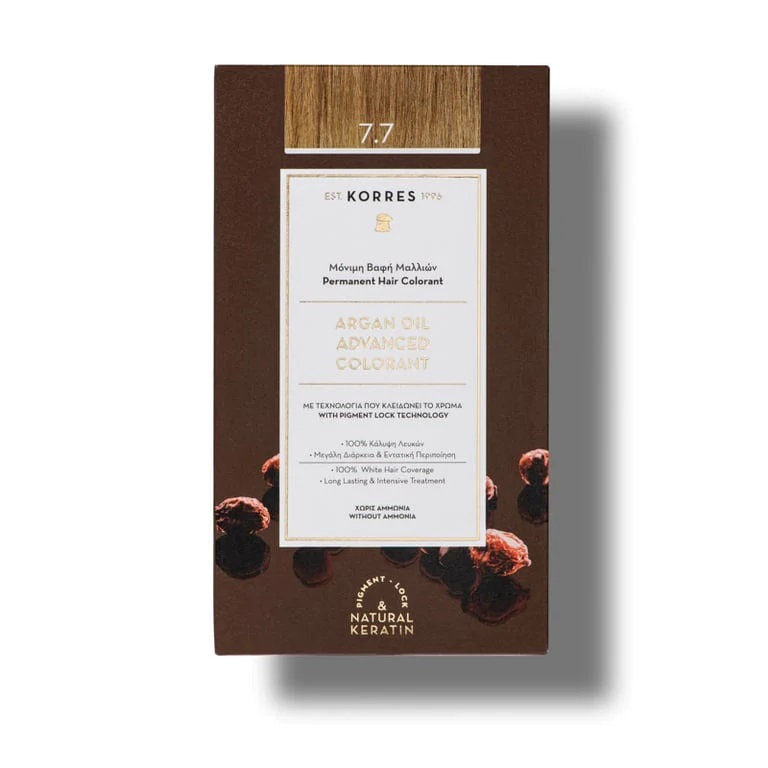 Vopsea de par Argan Oil 7.7 Mocha, 50ml, Korres