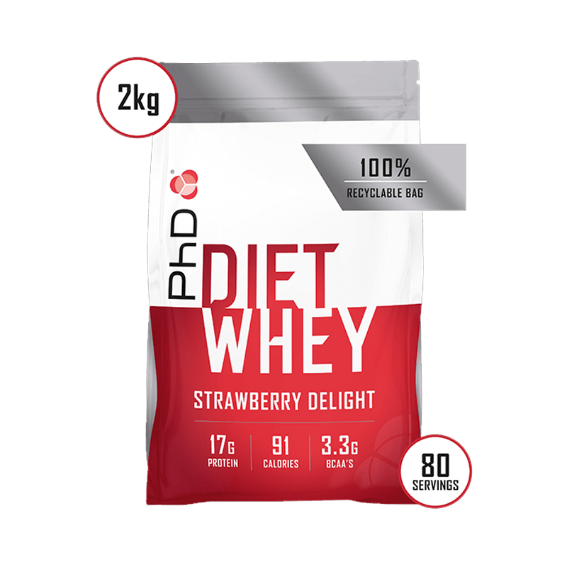 Pudra proteica cu aroma de capsuni Diet Whey, 2kg, PhD