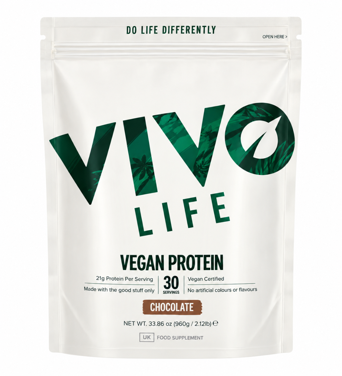 Proteine vegetale cu aroma de Ciocolata neagra Life, 960g, Vivo