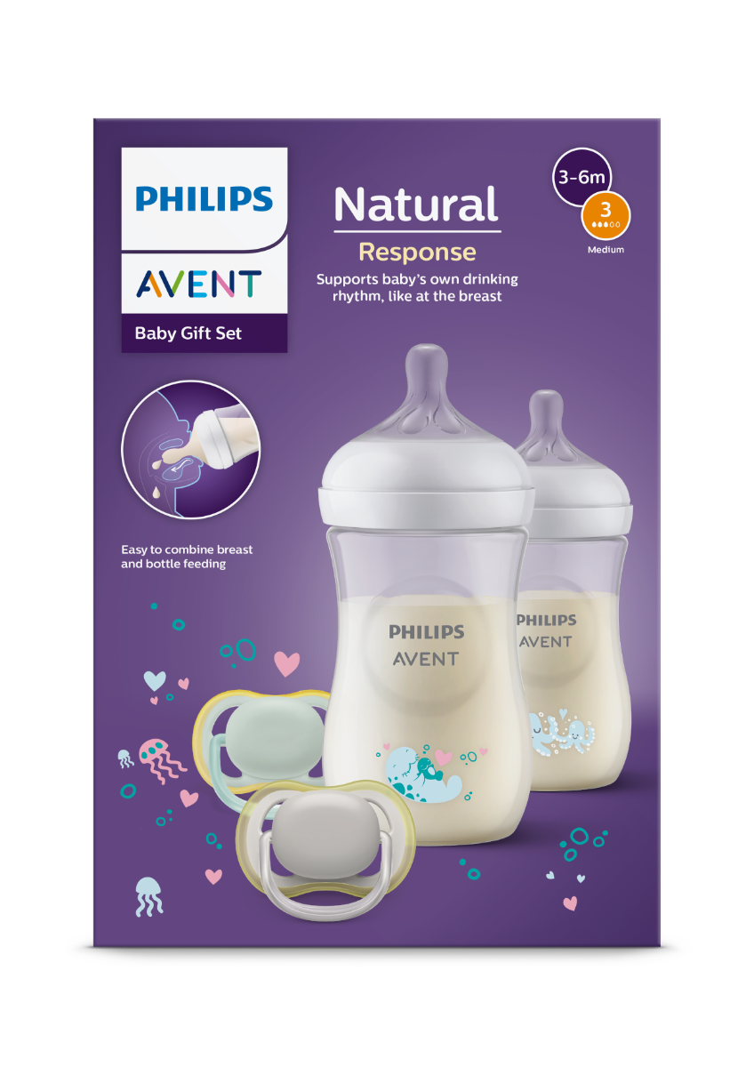 Set biberoane Natural Response SCD837/11, 2x260ml + 2x Suzete, Philips Avent