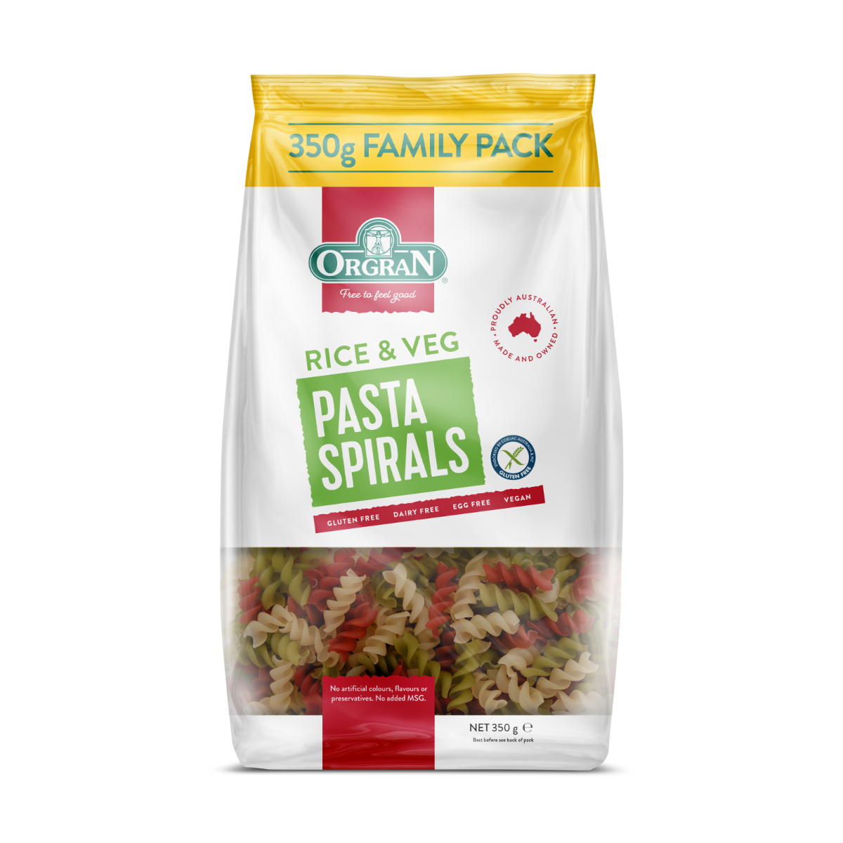 Paste spirale din orez si legume, 350g, Orgran