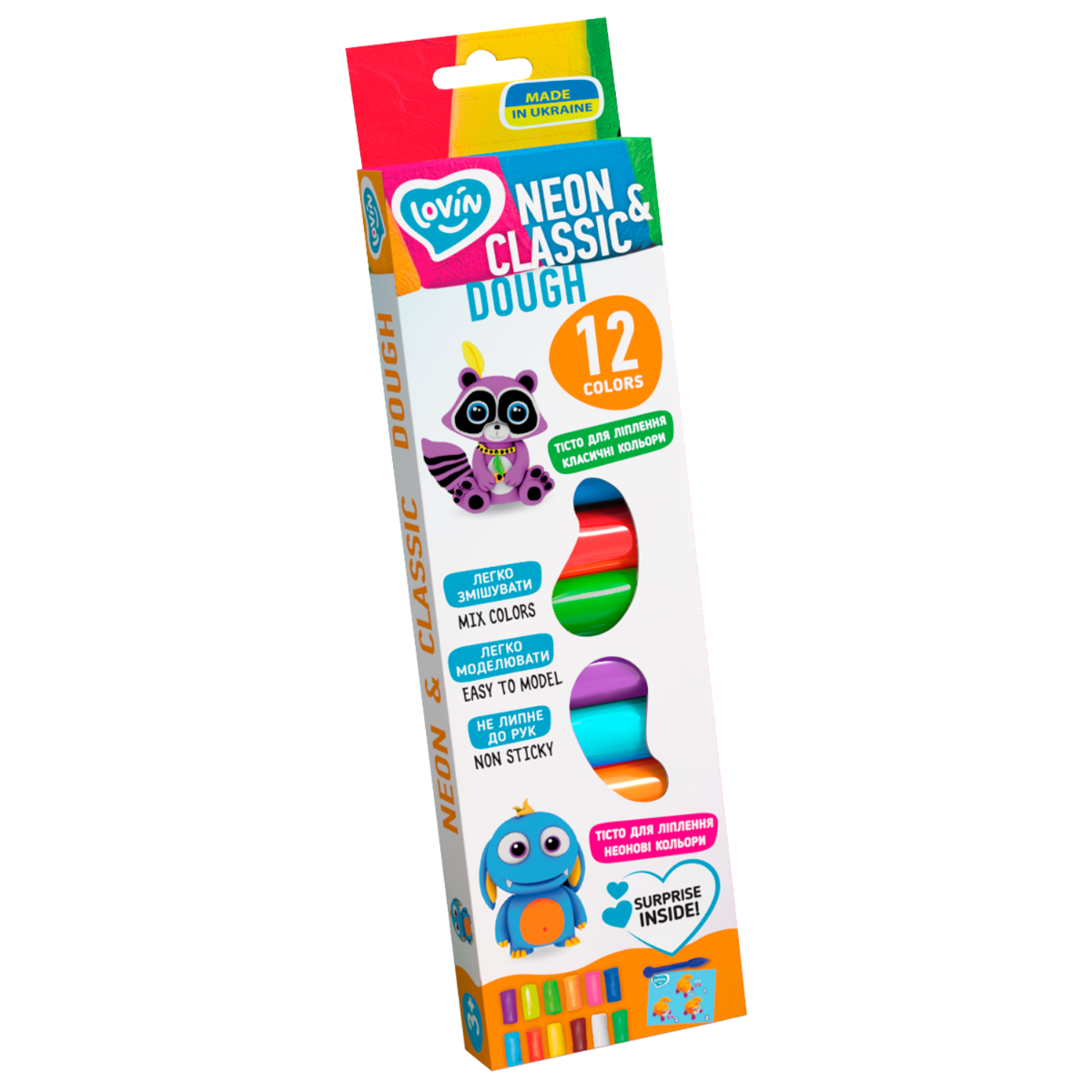 Set plastilina Lovin Neon&Classic Dough, 12 x15g, Oktoclay