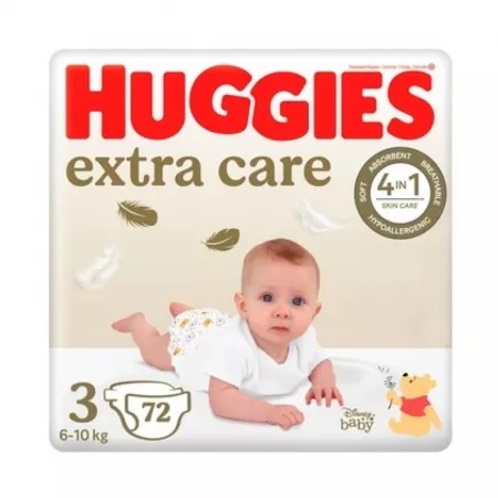 Scutece Extra Care Marimea 3 pentru 6-10 kg, 72 bucati, Huggies