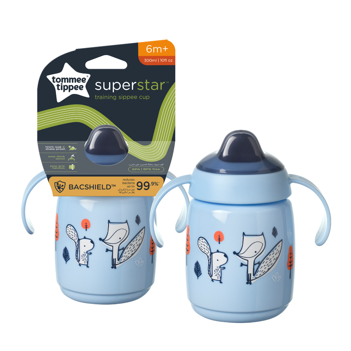 Cana Sippee cu protectie Bacshiled™ pentru +6 luni Albastra, 300ml, Tommee Tippee