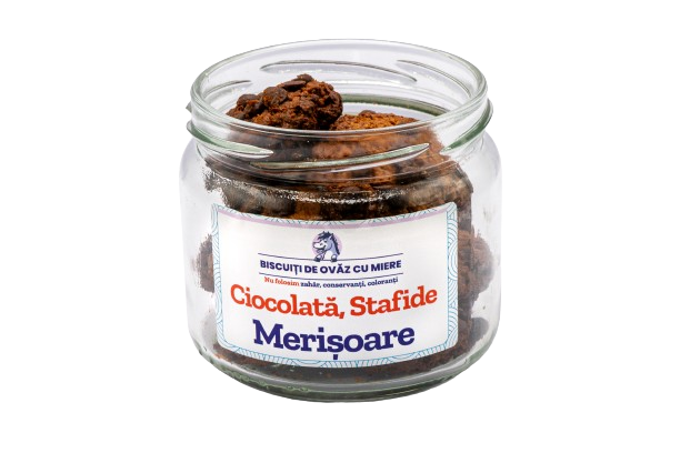 Biscuiti de ovaz cu ciocolata stafide merisoare, 145g, Ohvaz