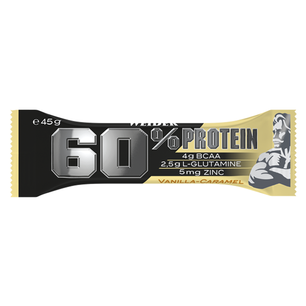 Baton proteic cu aroma de Vanilla-Caramel 60% Protein Bar, 45g, Weider