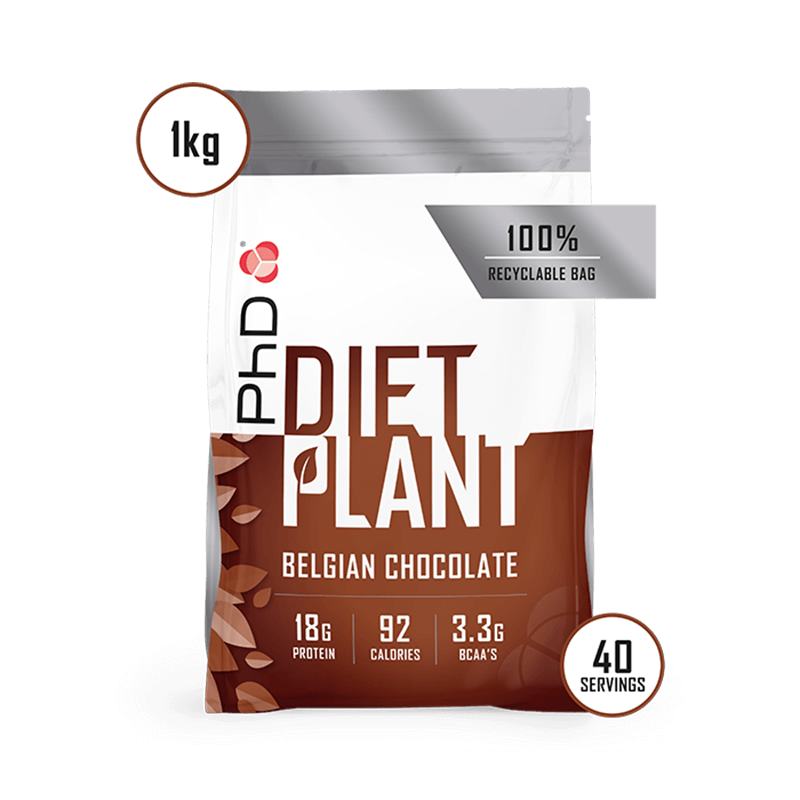 Pudra proteica vegetala Diet Plant ciocolata belgiana, 1kg, PhD