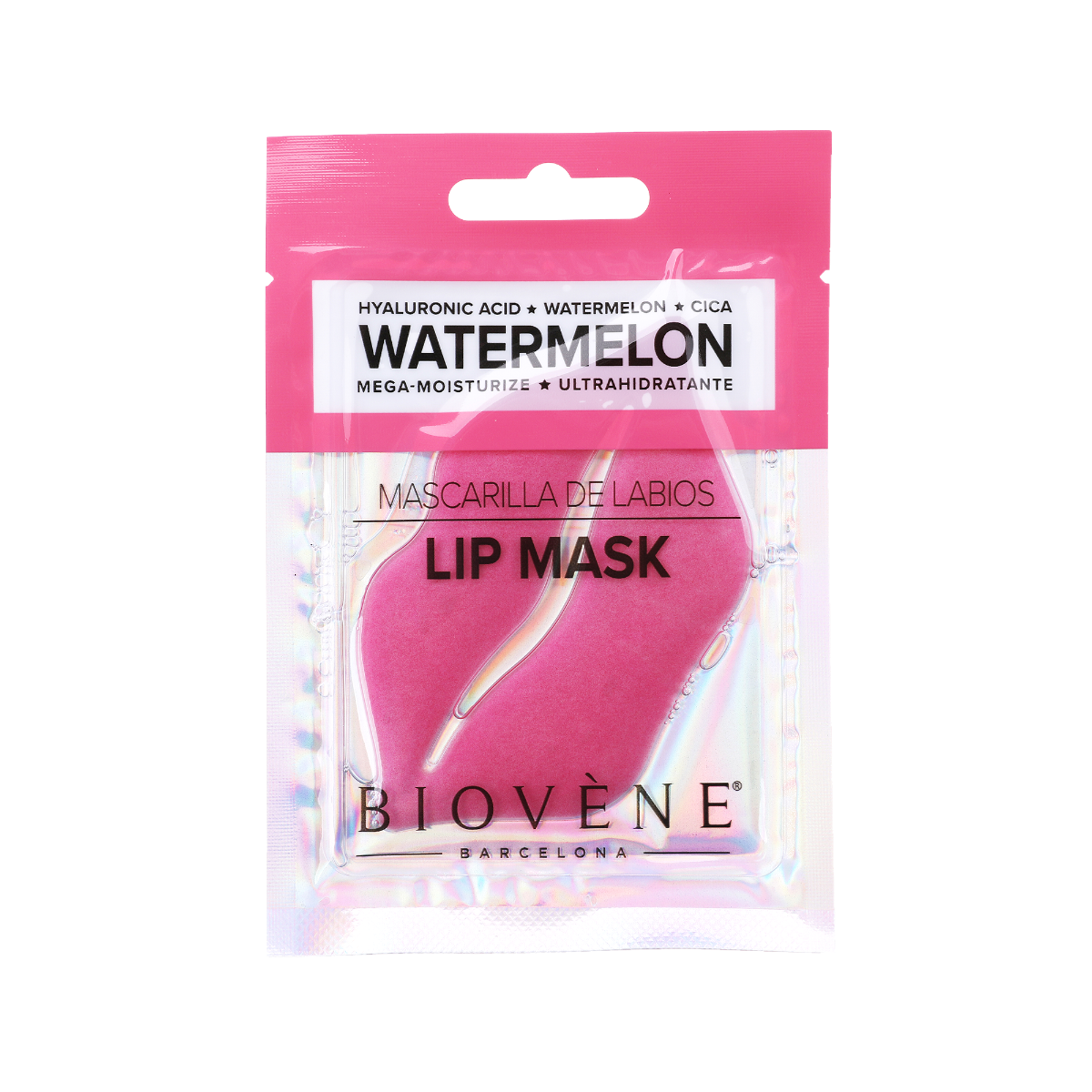 Masca de buze cu acid hialuronic si centella asiatica Watermelon Mega-Moisturize, 1 bucata, Biovene