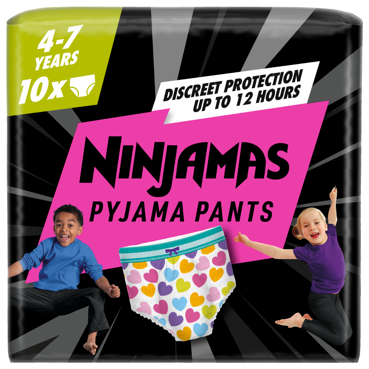Scutece-chilotel de noapte pentru fetite 4-7 ani 17-30kg, 10 bucati, Ninjamas