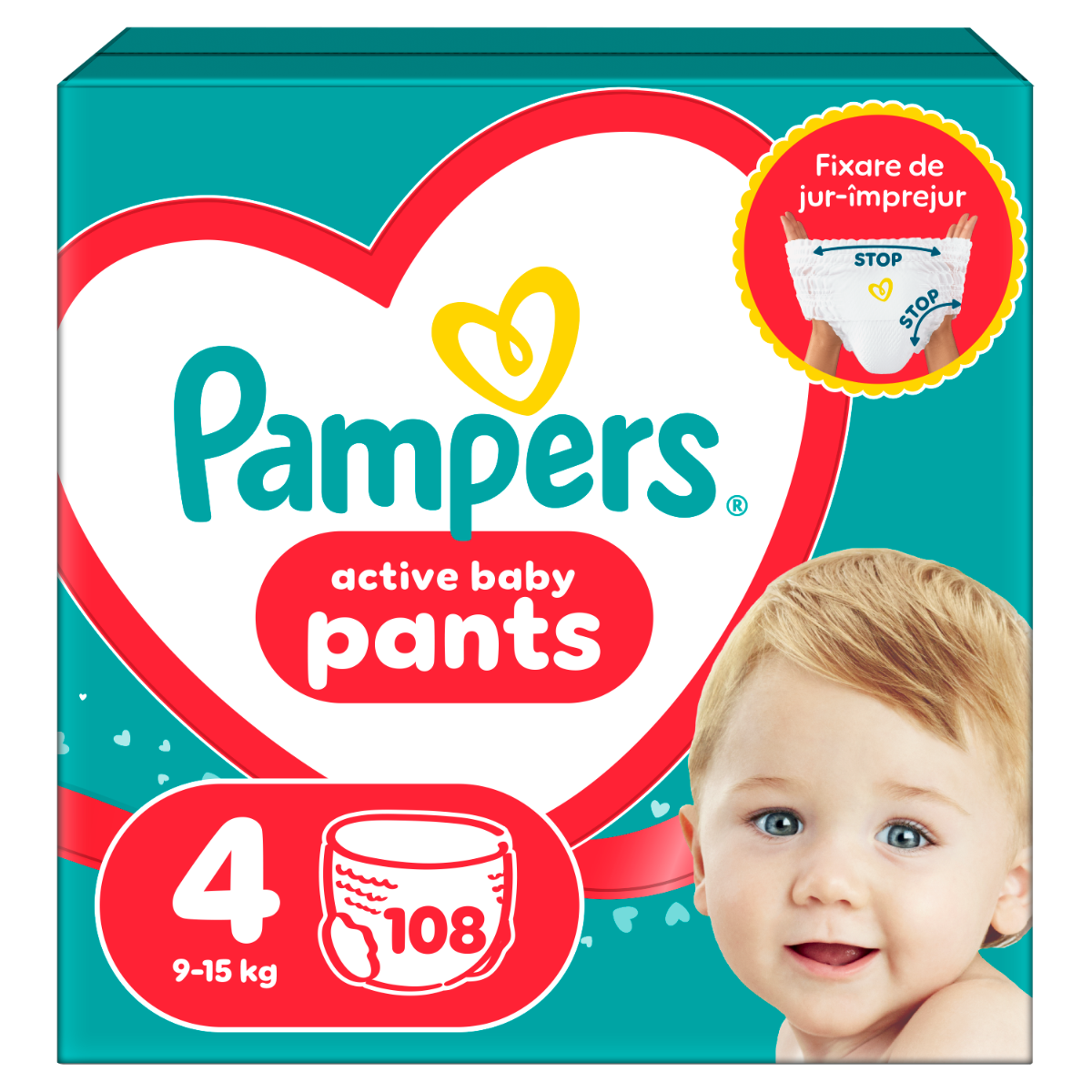 Scutece Pants Stop&Protect Nr. 4 pentru 9-15 kg, 108 bucati, Pampers