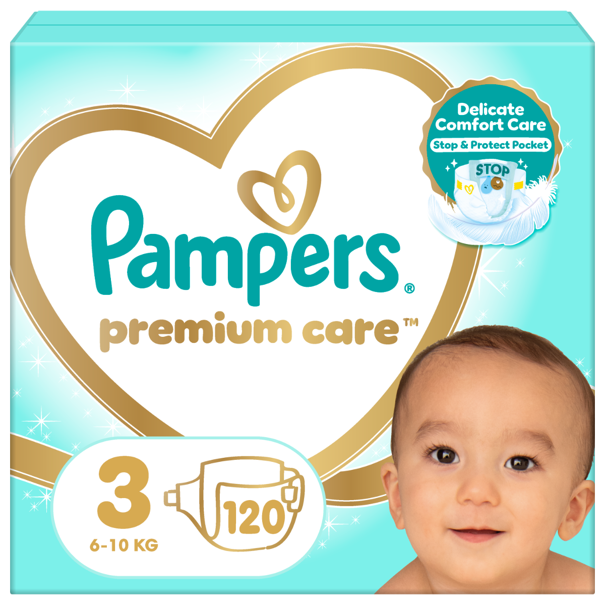Scutece Premium Care Nr.3 pentru 6-10 kg, 120 bucati, Pampers