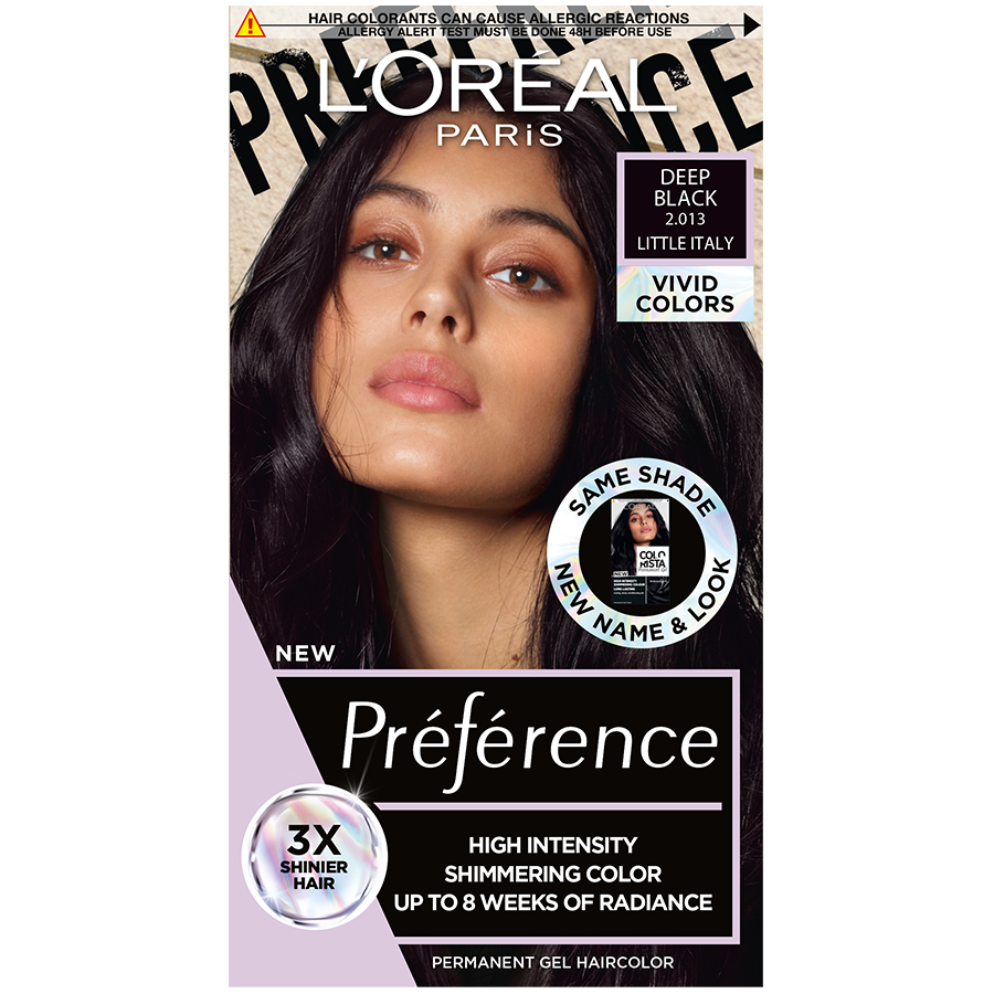 Vopsea de par permanenta cu amoniac Preference Vivid Colours 2.013 Deep Black, 204ml, L'Oreal Paris