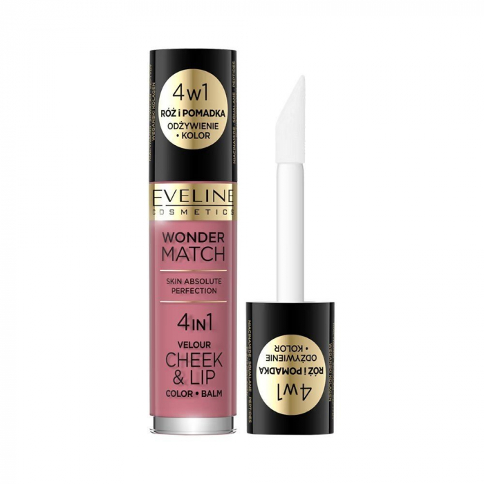 Fard lichid pentru obraj si buze 4in1Wonder Match N04, 4.5ml,  Eveline Cosmetics