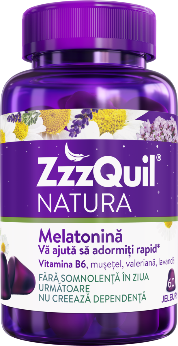 Melatonina Vitamina B6 Valeriana si Lavanda Natura, 60 jeleuri, ZzzQuil