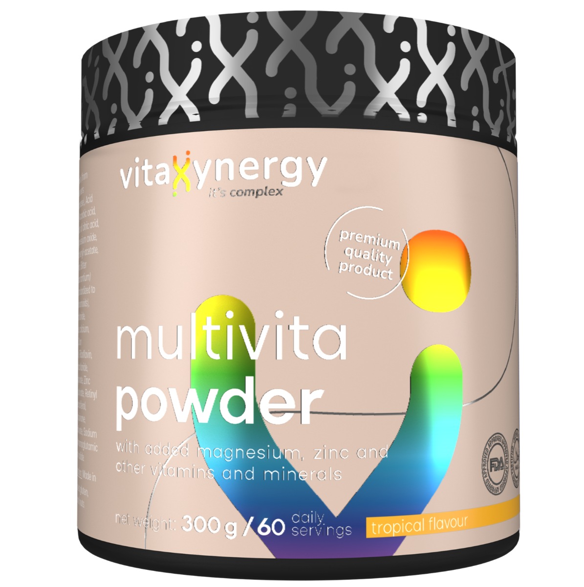 Multivitamine pudra cu aroma tropicala, 300g, Vitaxynergy