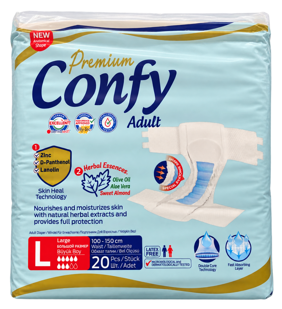Scutece pentru adulti Premium Marime L, 20 bucati, Confy
