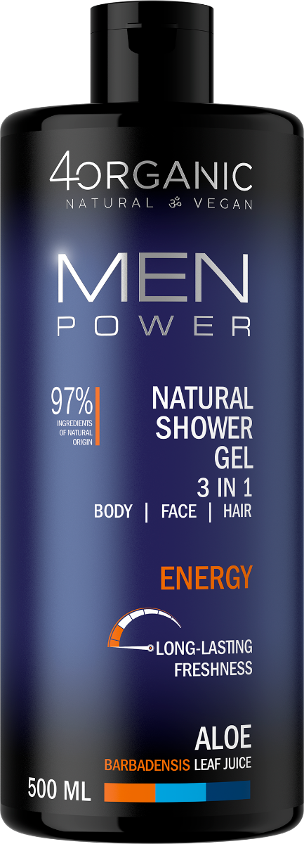Gel de dus 3 in 1 Energy Men Power, 500ml, 4Organic