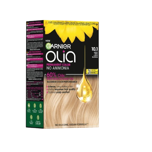 Vopsea de par permanenta fara amoniac 10.1 Ashy Very Light Blonde Olia, 174ml, Garnier
