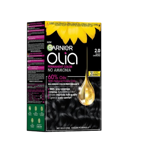 Vopsea de par permanenta fara amoniac 2.0 Black Diamond Olia, 174ml, Garnier