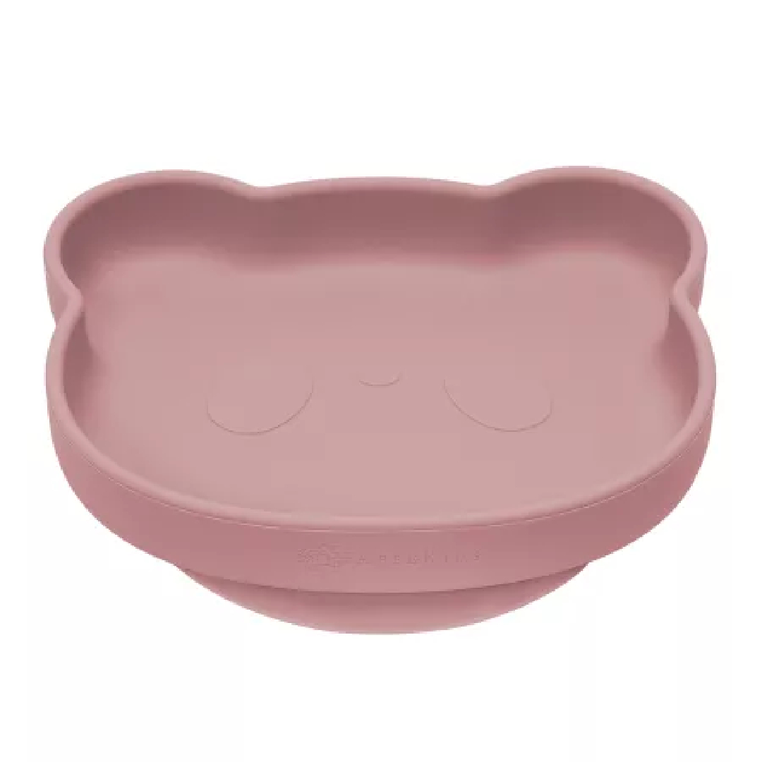 Farfurie din silicon The Little Bear +6 luni Old Rose, 1 bucata, Appekids