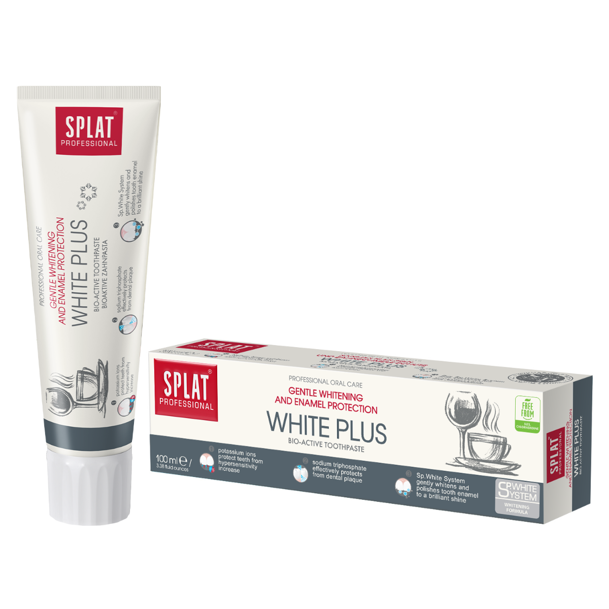 Pasta pentru albirea dintilor Professional White Plus, 100ml, Splat
