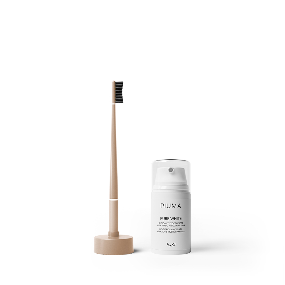 Set Periuta + Pasta de dinti 75ml Medium Nude, Piuma