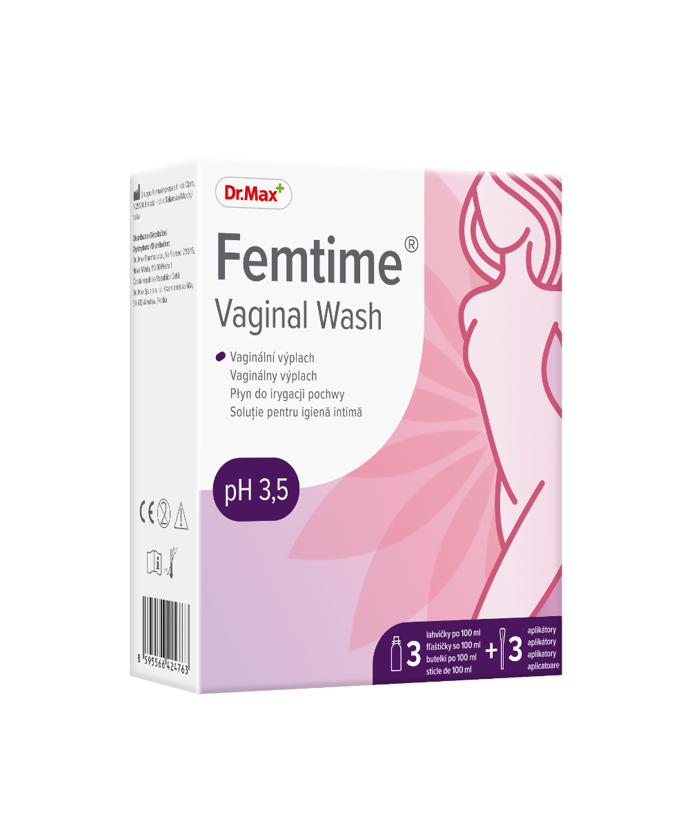 Dr. Max Femtime Vaginal Wash Solutie pentru igiena intima, 3 flacoane + 3 aplicatoare