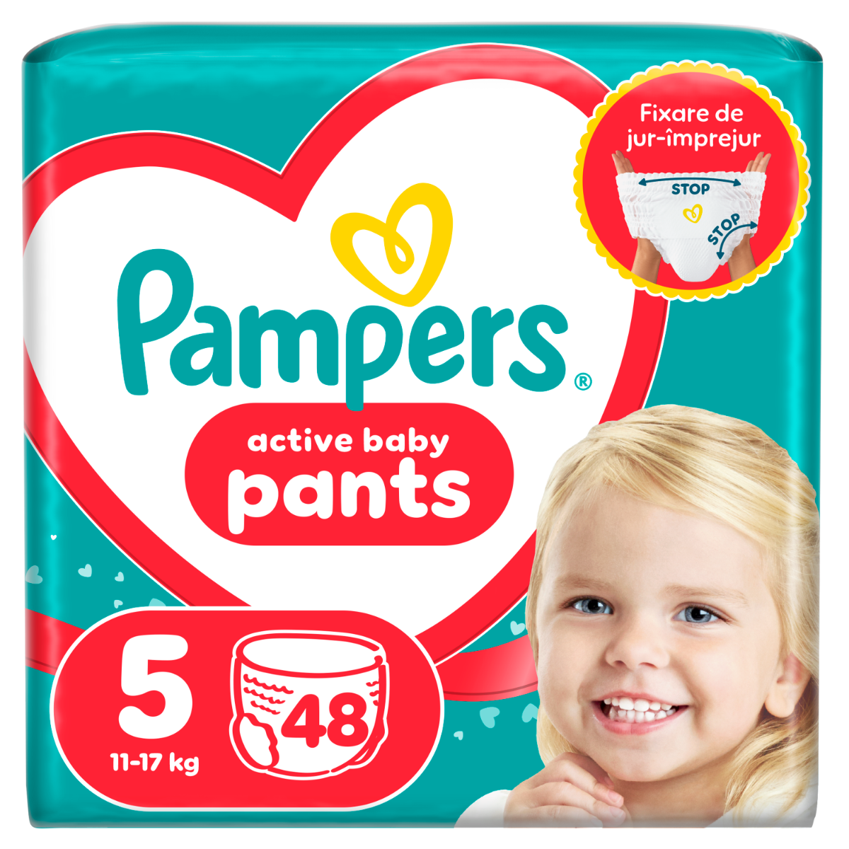 Scutece-chilotel Active Baby Marimea 5 11-17kg, 48 bucati, Pampers