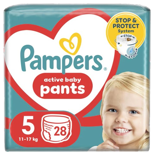 Scutece-chilotel Active Baby Pants Marimea 5  pentru 12-17kg, 28 bucati, Pampers