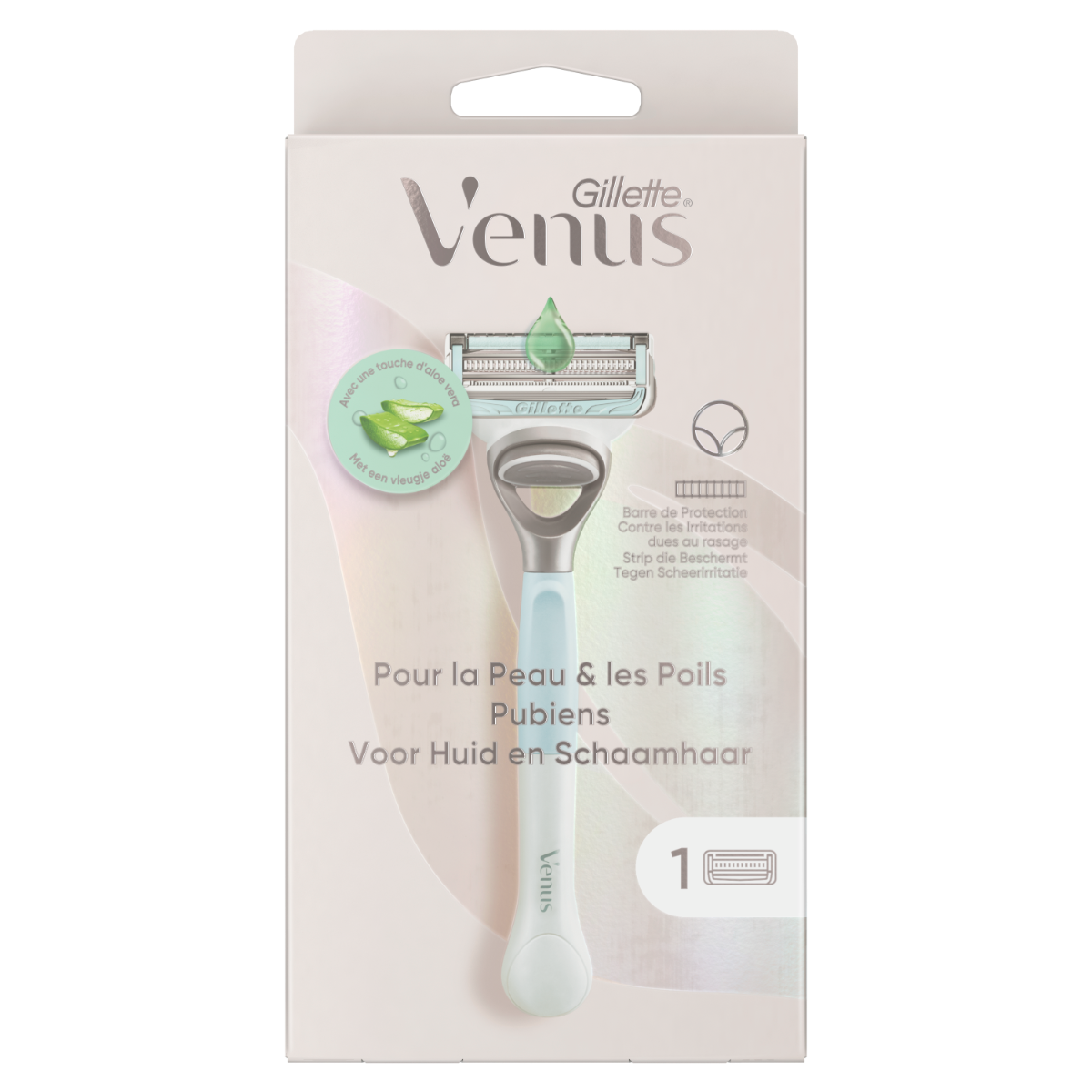 Set aparat de ras pentru zona intima + Rezerva Venus Satin Care, 1 bucata, Gillette