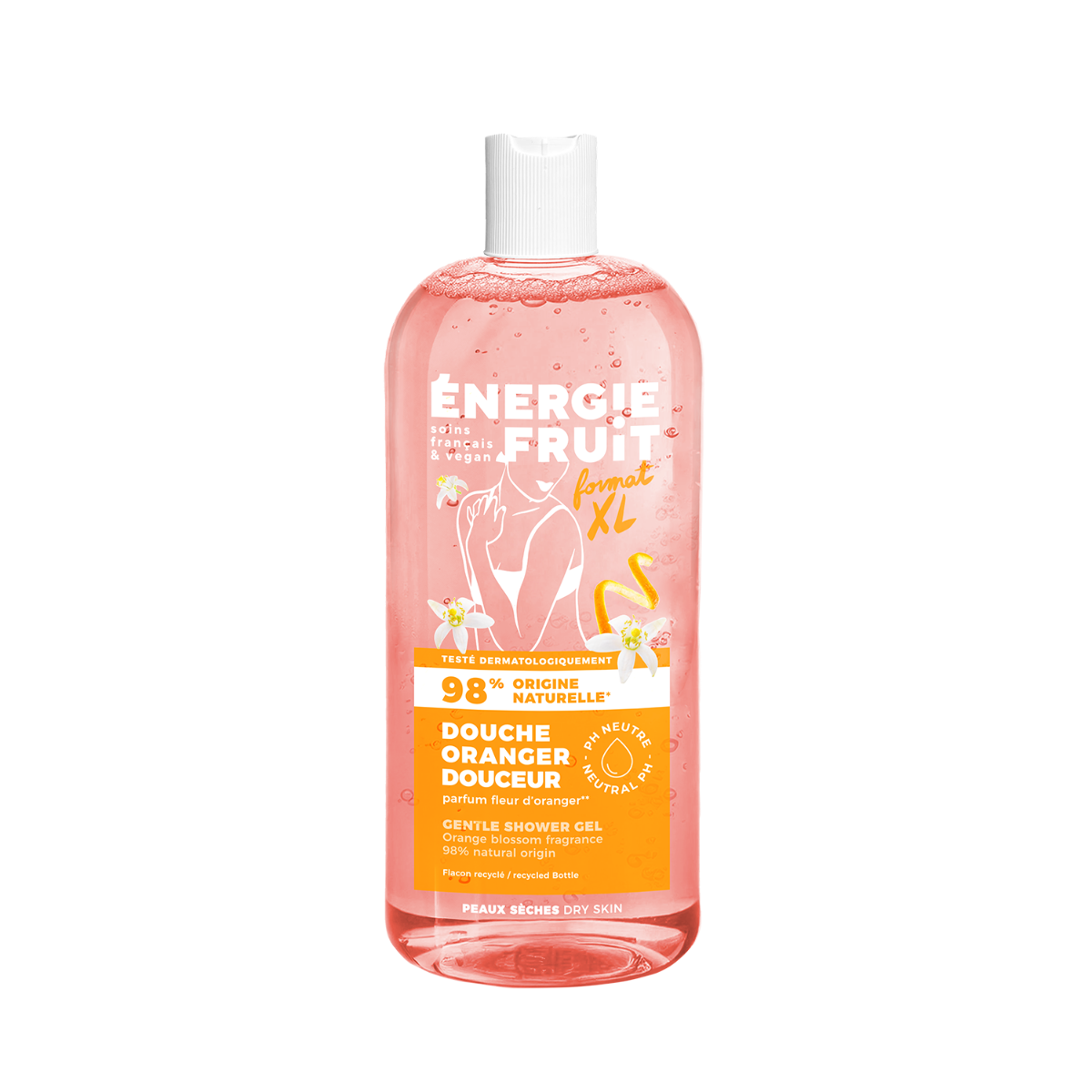 Gel de dus hidratant pentru piele uscata cu Floare de Portocal, 500ml, Energie Fruit