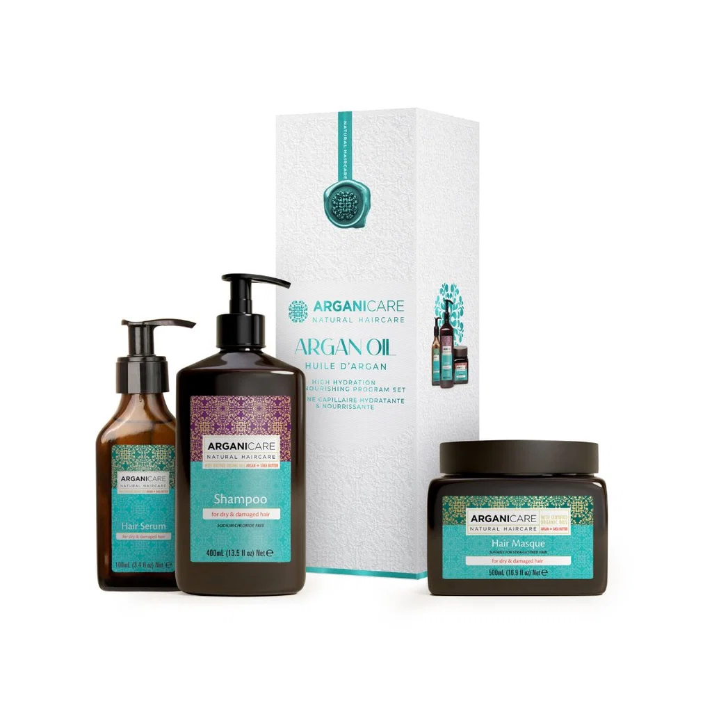 Set trio cu Ulei de Argan pentru hidratare intensa si hranirea parului, Arganicare