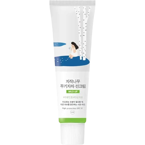Crema de fata minerala si hidratanta cu SPF 50 Birch Juice Mild-Up, 50ml, Round Lab
