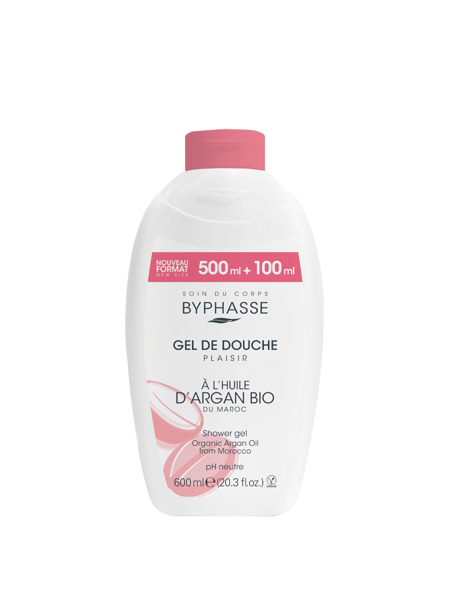 Gel de dus cu ulei de argan organic Plaisir, 600ml, Byphasse